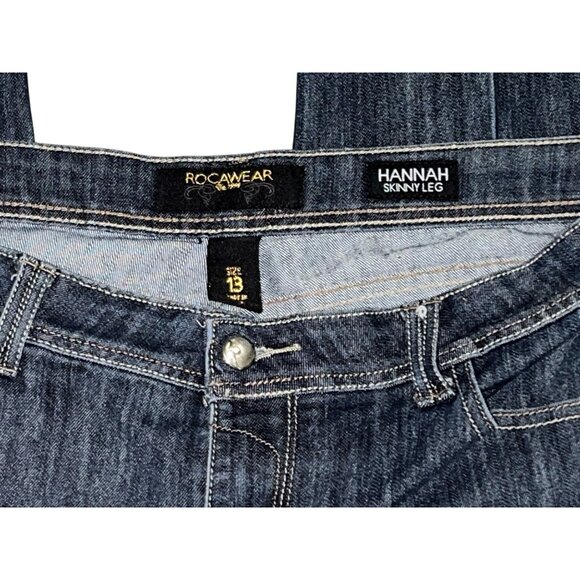 Rocawear Womens Size 13 Hannah Skinny Leg Jeans Dark Wash Embroidered Back Pocke - Picture 6 of 6